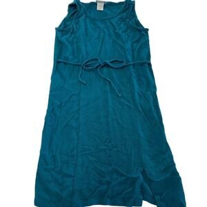 Eileen Fisher Dress Womens PP Petite XX Small Blue‎ Green Tie Waist Vintage